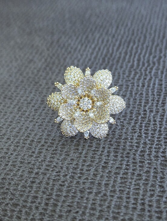 eye candy Jewelry - Eye👁 Candy🍭 Pave Crystal💎 Double✌️ Layered Flower🌸 "Bloom" Ring💍 - NWT